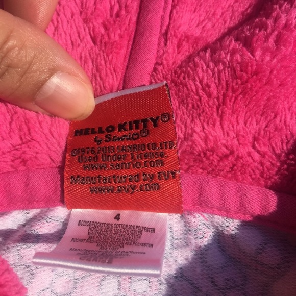 Hello Kitty Girls Fuzzy Pink Zip Hoodie Sweatshirt - Picture 4 of 12